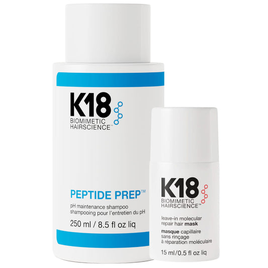 K18 Peptide Prep pH uzturošs šampūns 250 ml + K18 neieskalojama molekulārā atjaunojoša matu maska 15 ml