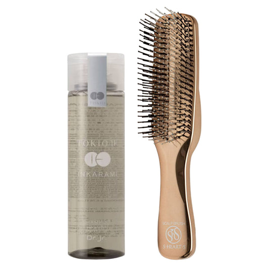 Tokio IE Inkarami Platinum Shampoo &amp; sHearts Scalp Brush World Model pikkade juuste ja peanaha hoolduskomplekt