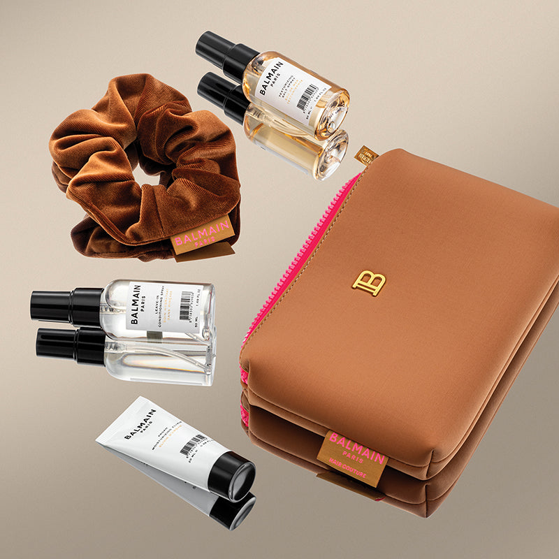 Balmain Hair Cosmetic Bag Medium Brown SS22 - kosmētikas soma + travel size ceļojuma produkti SS22